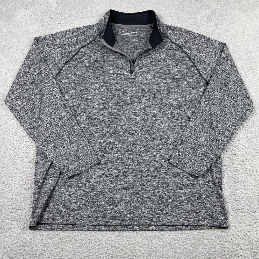 Under Armour HeatGear 1/4 Zip Pullover Mens XL Gray Space Dye Heather Athletic